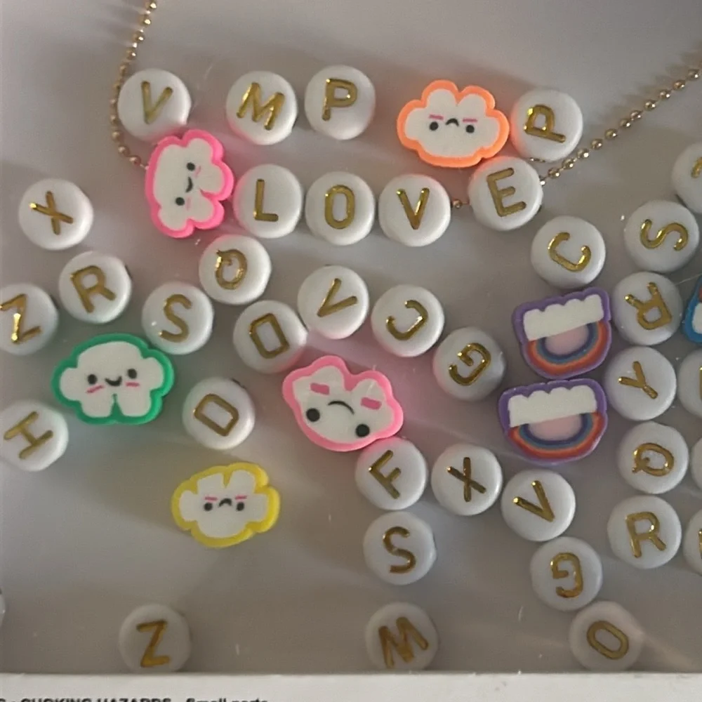 New Gold Tone Multicolored Bead Make Your Own Charm Necklace Gift Set